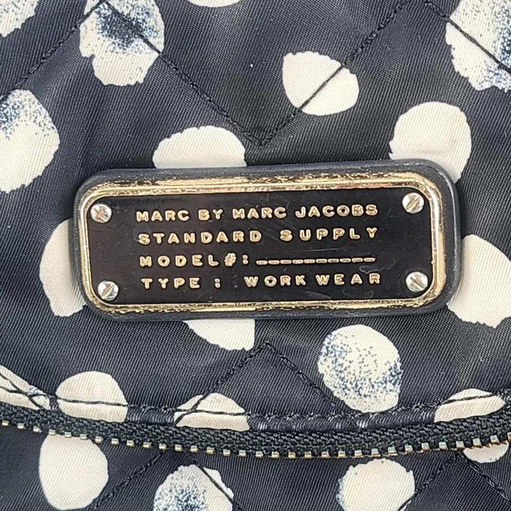 Marc By Marc Jacobs Natasha Nylon Quilted Crossbody Bag Purse Black White Dot